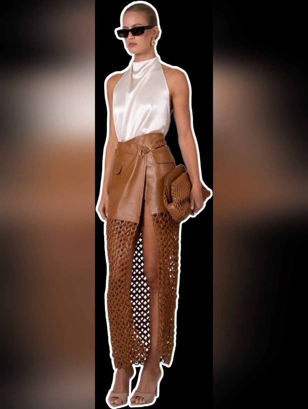 Nonchalant Label Kallan Honey Genuine Leather Maxi Skirt XL - NWT